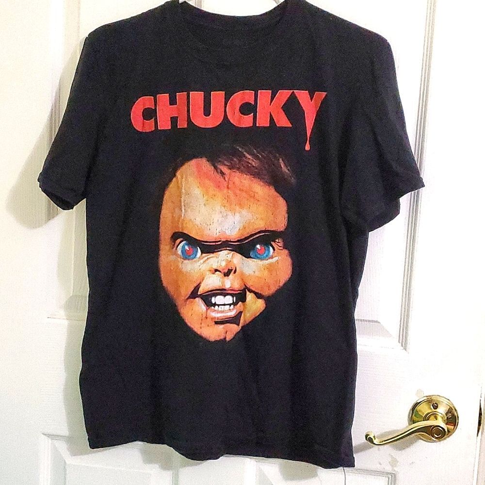 Chucky Childs Play Black Unisex Graphic Tee Halloween Thriller Movie Size M
